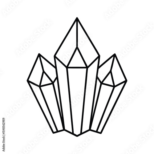 crystals line art on white background