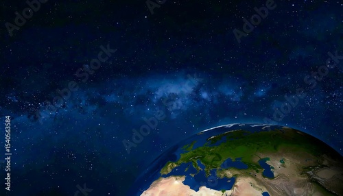 Earth at Night with Milky Way Galaxy.