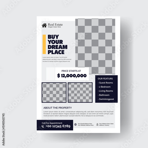 Luxury Real Estate Flyer Template Featuring a Stunning Two-Bedroom Home with a Pool