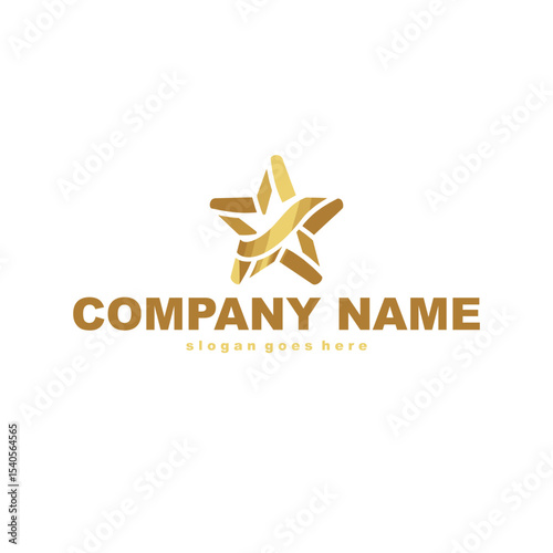Vector graphic of gold symbol for company leader, talent, and award with star shape.