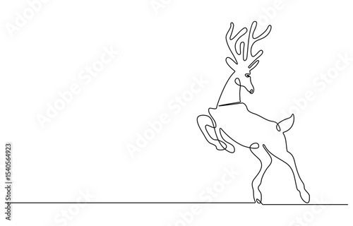 Deer continuous one line drawing. Editable stroke on a white isolated background. Vector illustration