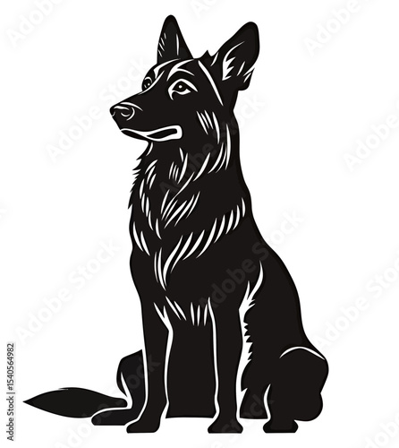 Illustration of a majestic German Shepherd dog sitting gracefully.