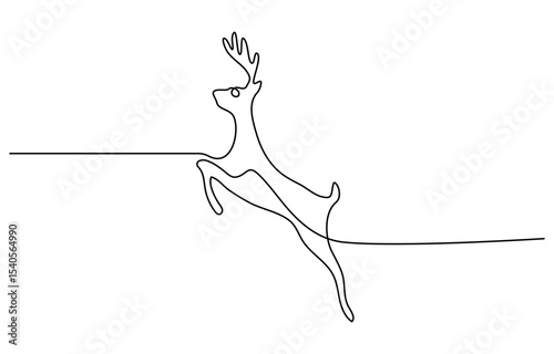 Deer continuous one line drawing. Editable stroke on a white isolated background. Vector illustration