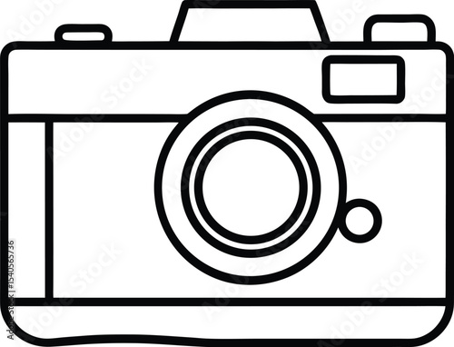 Vintage Camera Icon Bold Line Art Summer Clipart Illustration