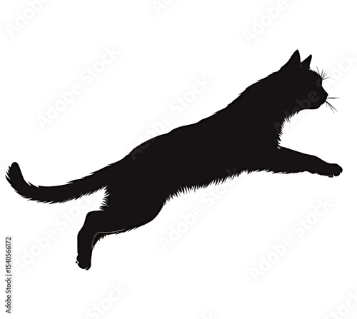 Silhouette of a leaping black cat, symbolizing agility and grace.