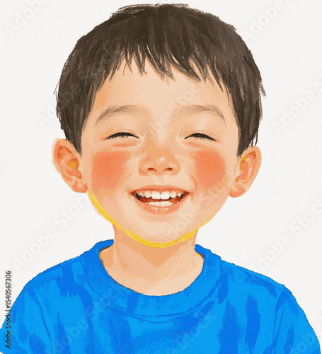 Boyish Bliss very happy young boy isolated watercolor vector illustration svg