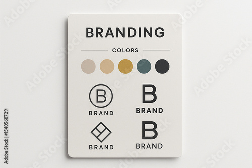 Branding Board Beige Gold Teal Black Color Palette Simple Logos Letter B Minimalist Design Corporate Identity Guide