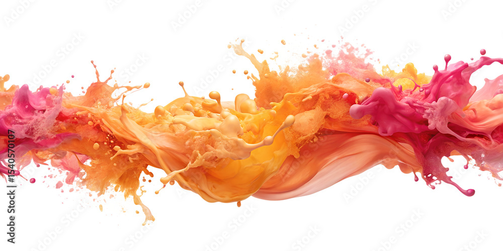 Obraz premium Abstract orange and pink liquid splash isolated on transparent background