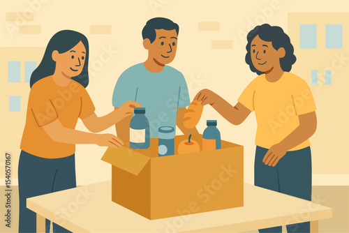 Distributing Food Aid, Donation charity volunteer box supplies help