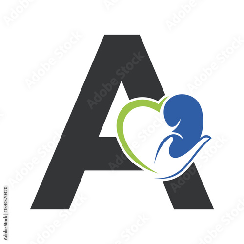 Lungs Love Logo Combine With letter A vector template