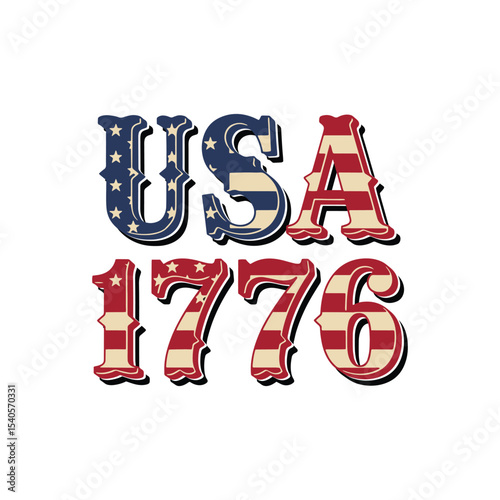 Bold USA 1776 Vintage Typography Design