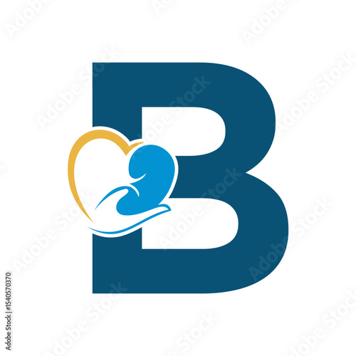 Lungs Love Logo Combine With letter B vector template