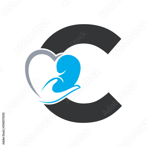 Lungs Love Logo Combine With letter C vector template