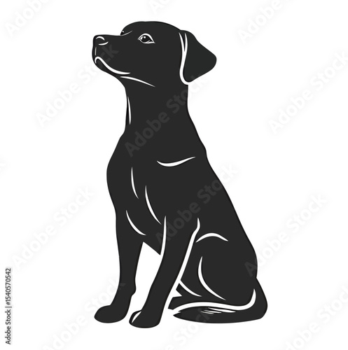 Black silhouette of a sitting dog, showcasing its attentive posture and sleek design.