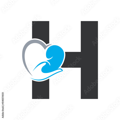 Lungs Love Logo Combine With letter H vector template
