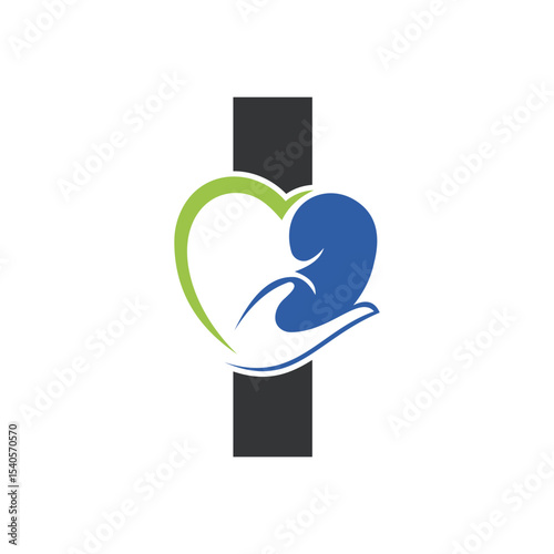 Lungs Love Logo Combine With letter I vector template