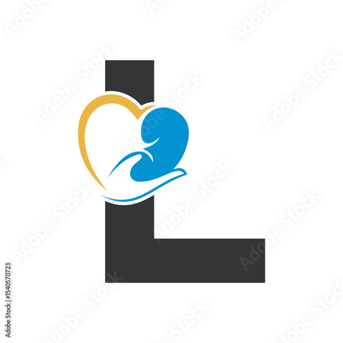 Lungs Love Logo Combine With letter L vector template