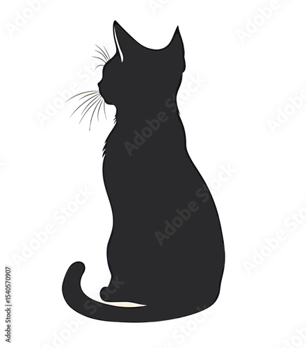 Silhouetted cat in profile, showcasing its graceful form and inquisitive nature.