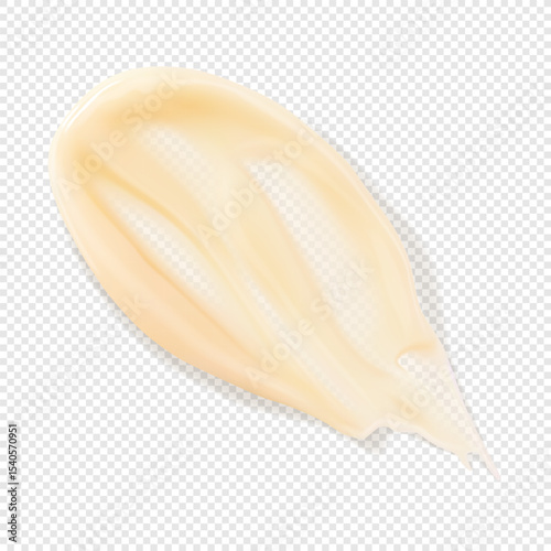Beige smear shampoo texture isolated realistic vector illustration. Skincare beauty product retinol moisturizer cream splash stroke