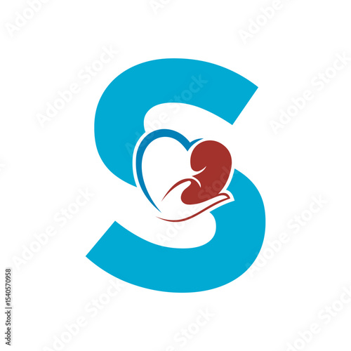 Lungs Love Logo Combine With letter S vector template