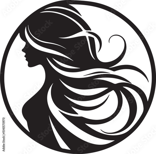 Modern Woman Head Silhouette – Elegant Beauty Vector

Graceful Lady Silhouette with Long Hair – Fashion Vector Art

Minimalist Woman Profile Silhouette Inside Circle Frame

