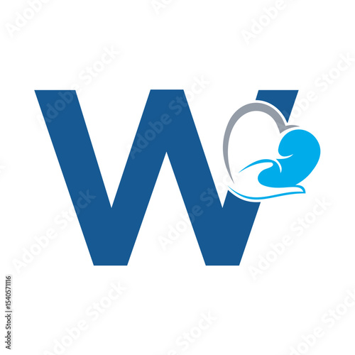Lungs Love Logo Combine With letter W vector template