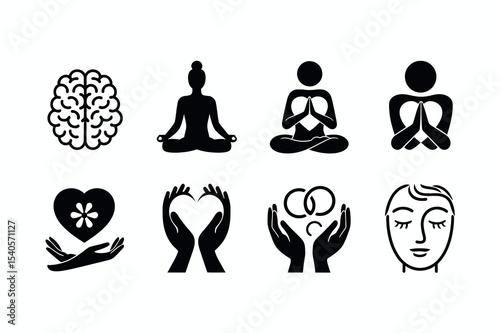 Wellness Icons Set for Relaxation and Mindfulness