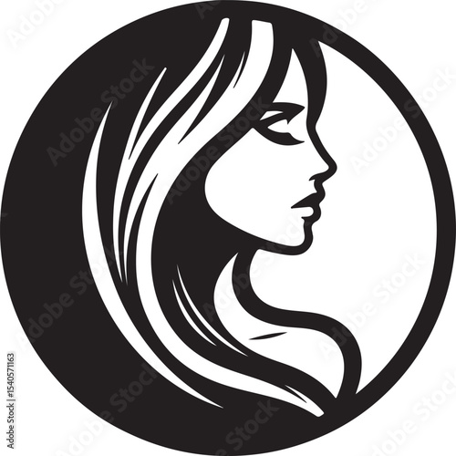 Modern Woman Head Silhouette – Elegant Beauty Vector

Graceful Lady Silhouette with Long Hair – Fashion Vector Art

Minimalist Woman Profile Silhouette Inside Circle Frame


