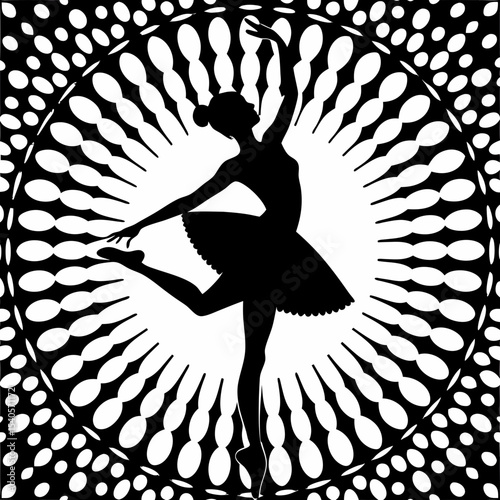 Elegant Silhouette of a Ballerina En Pointe Dance Art Graphic