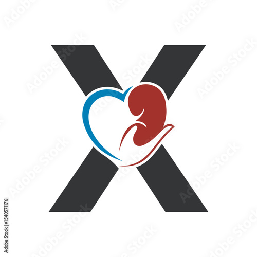 Lungs Love Logo Combine With letter X vector template