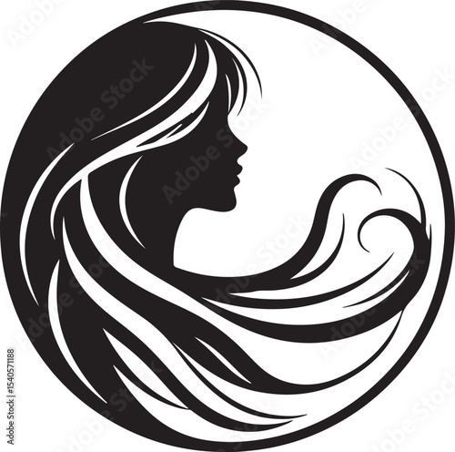 Modern Woman Head Silhouette – Elegant Beauty Vector

Graceful Lady Silhouette with Long Hair – Fashion Vector Art

Minimalist Woman Profile Silhouette Inside Circle Frame

