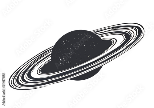 Artistic illustration of Saturn with distinct rings and starry texture.