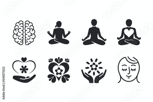 Wellness Icons Set for Relaxation and Mindfulness
