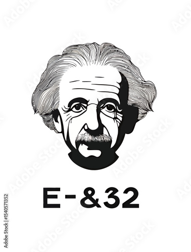 Illustration of a famous scientist with iconic hairstyle and glasses.