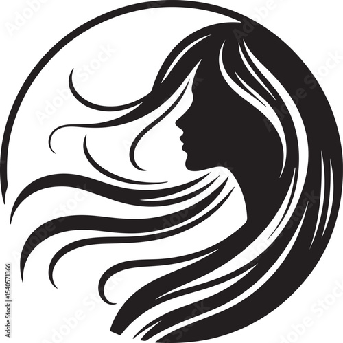Modern Woman Head Silhouette – Elegant Beauty Vector

Graceful Lady Silhouette with Long Hair – Fashion Vector Art

Minimalist Woman Profile Silhouette Inside Circle Frame

