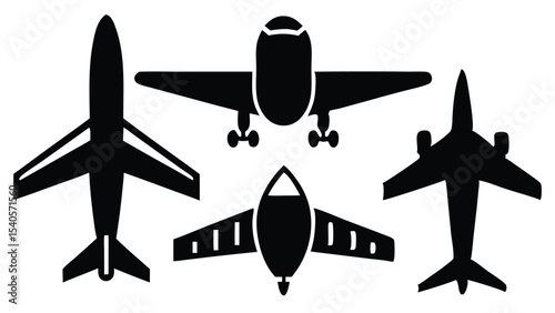 Airplane Icons Top View Collection of Airplanes for Design Projects