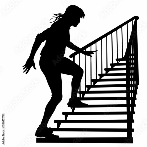 Silhouette of a Person Ascending a Staircase A Journey Upward