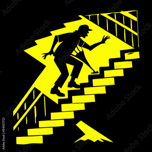 Ascending the Steps of Life A Silhouette Illustration of Perseverance and Progress