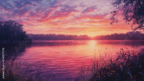 Serene Sunset over Calm Lake