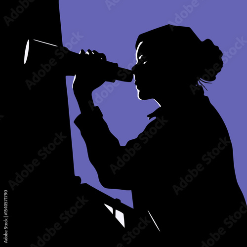 Silhouette of a Person Gazing Through a Telescope Exploring the Vast Unknown