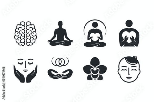 Wellness Icons Set for Relaxation and Mindfulness