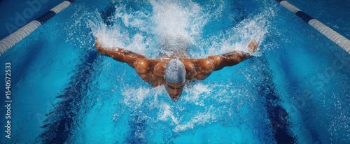 The swimmer conquering the water in an energetic freestyle performance