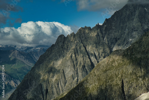 mont blanc mountain range from the italian alps side in summer during a vacation