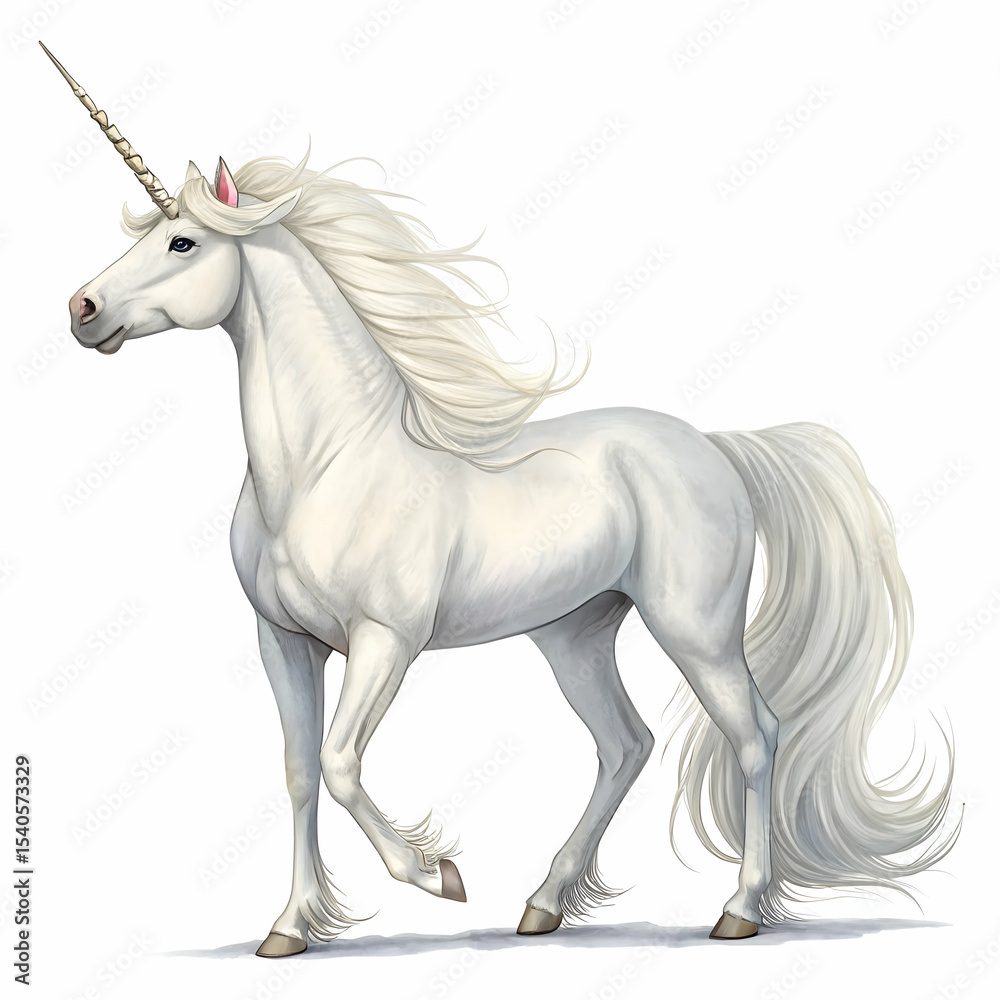 Naklejka premium White unicorn isolated on transparent background 