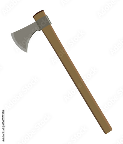 Medieval battle axe flat vector illustration