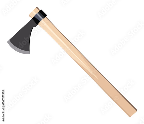 Axe with wooden handle vector illustration