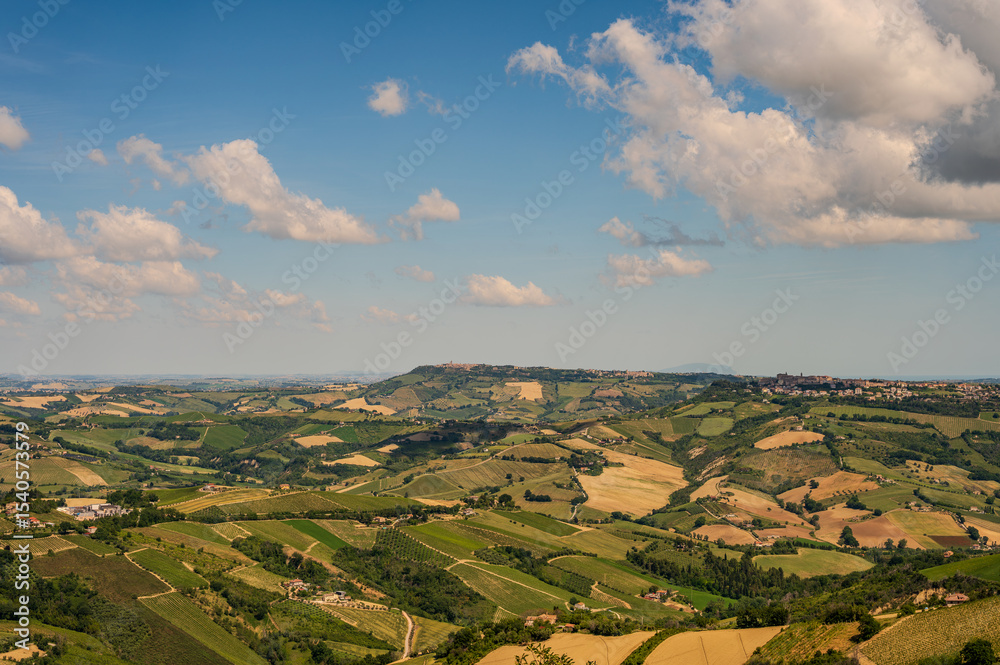 Fototapeta premium Marche. Spectacular summer landscape of the Marche hills. View from Ripatransone
