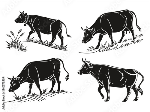 cow sihouette blackvector bundle