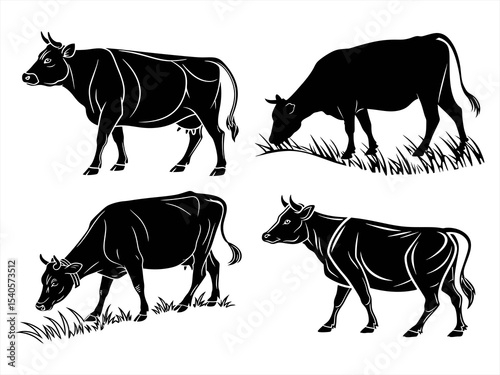 cow sihouette blackvector bundle