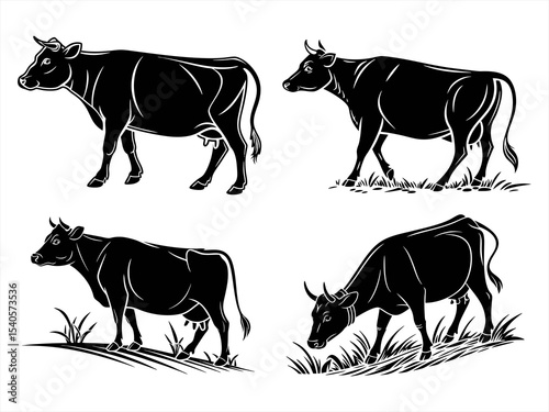 cow sihouette blackvector bundle